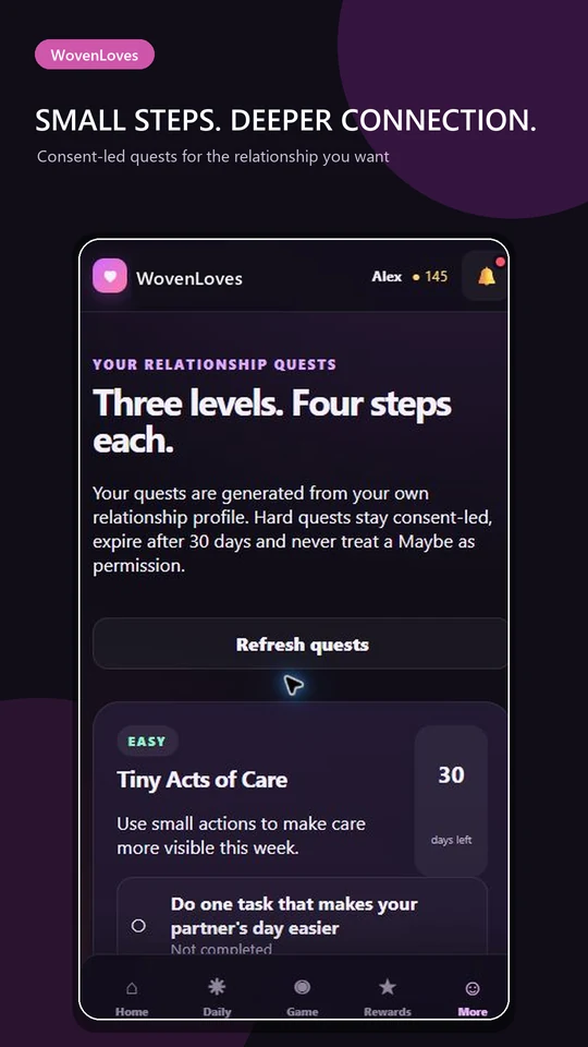 WovenLoves relationship quests